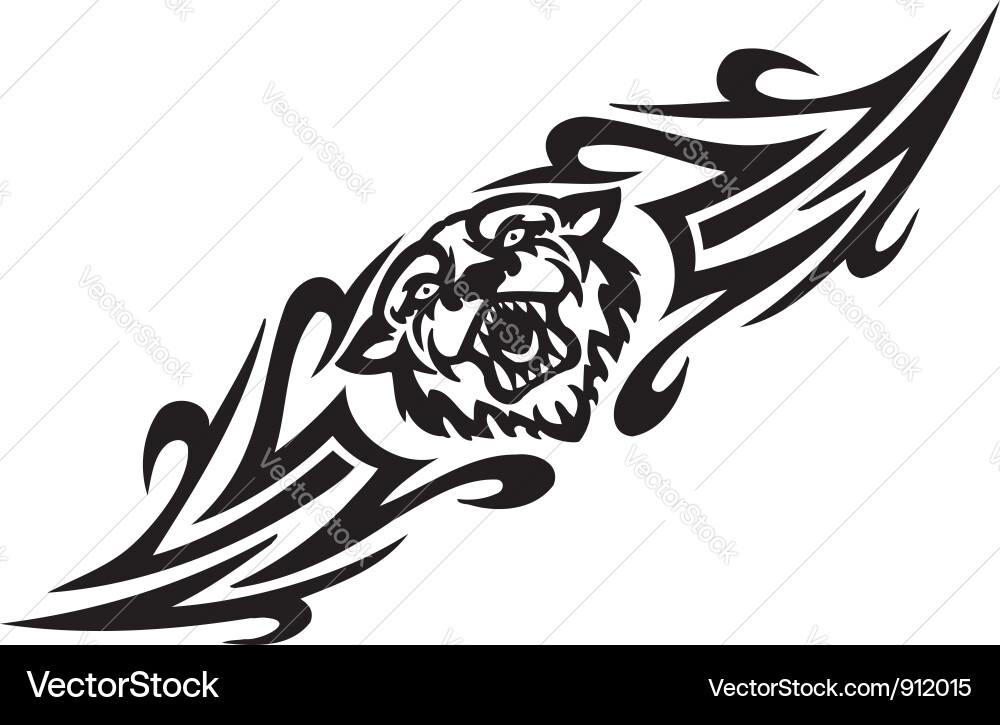 Tiger and symmetric tribals Vector Image