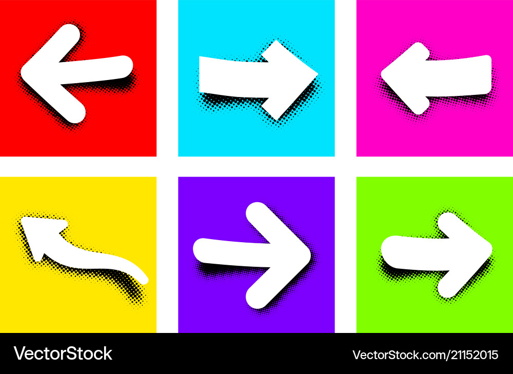 White pop art arrows on colored background White pop art arrows on colored background vector image