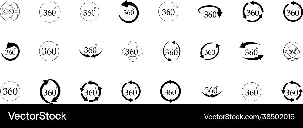 360 degrees view set Vector Image