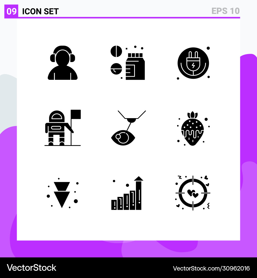 9 universal solid glyphs set for web and mobile Vector Image