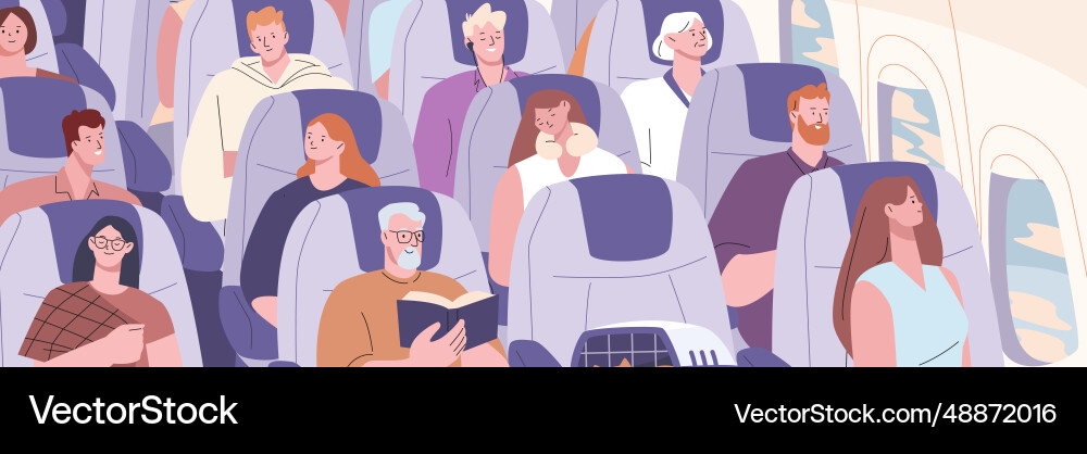 Airplane Passengers - Flight Scene Royalty Free Vector Image