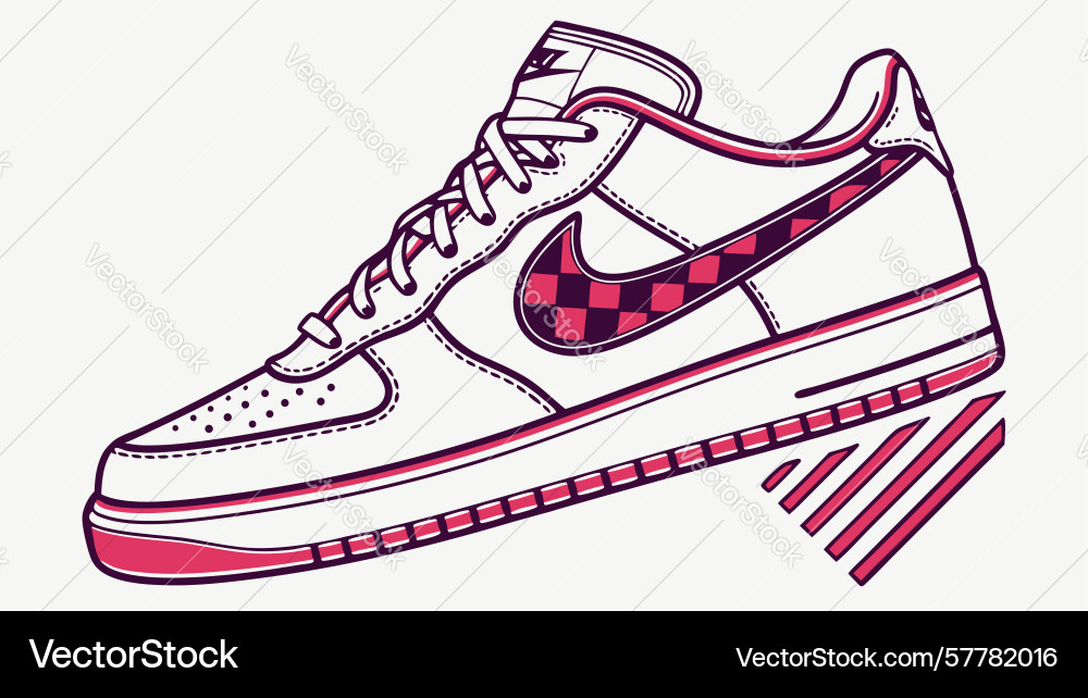 Athletic shoe with dynamic lines representing Vector Image