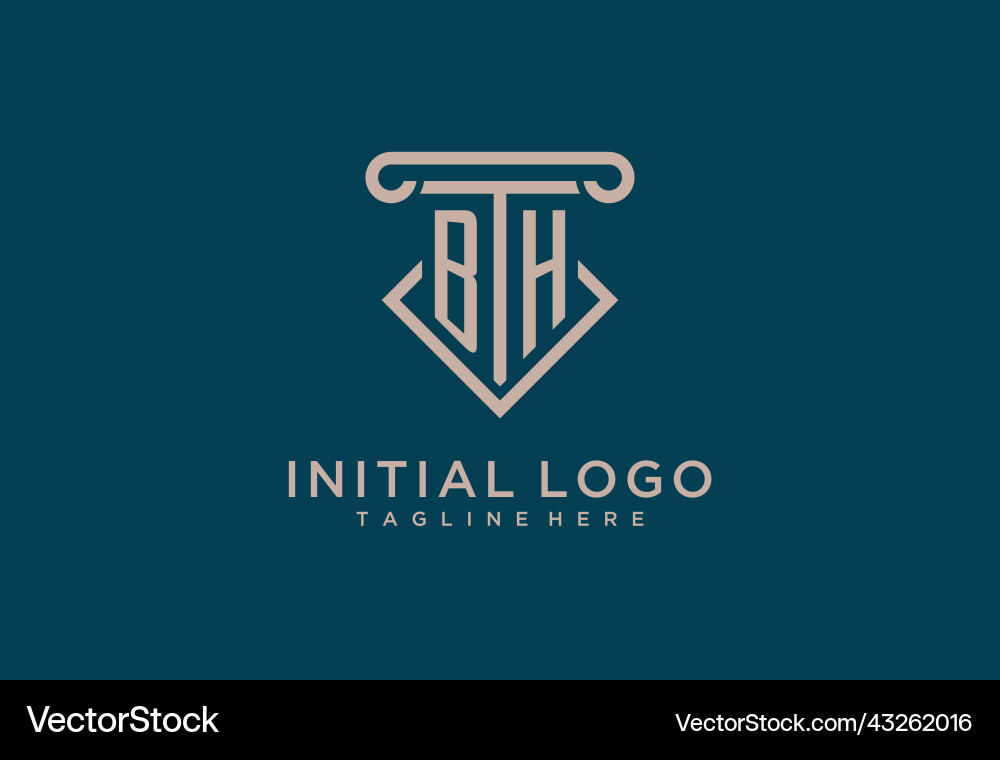 Bh initial with pillar icon design clean Vector Image