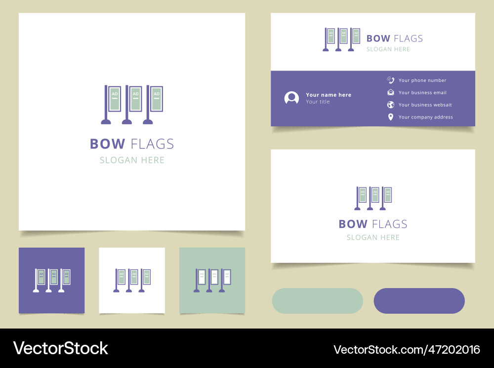 Bow flags logo design with editable slogan Vector Image