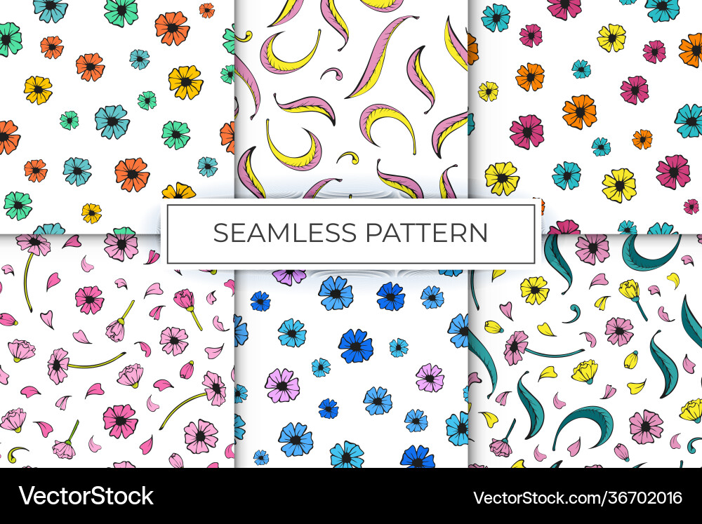 Collection seamless patterns floral Collection seamless patterns floral vector image