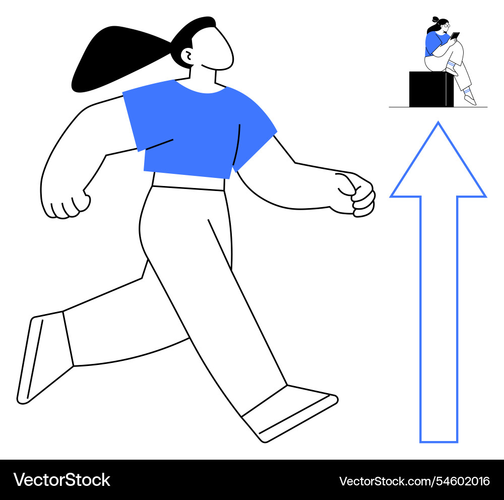 Confident character striding forward with smaller Vector Image