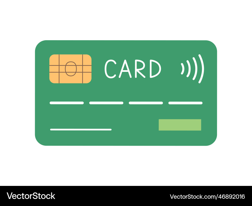 Credit card with chip in simple style Credit card with chip in simple style vector image