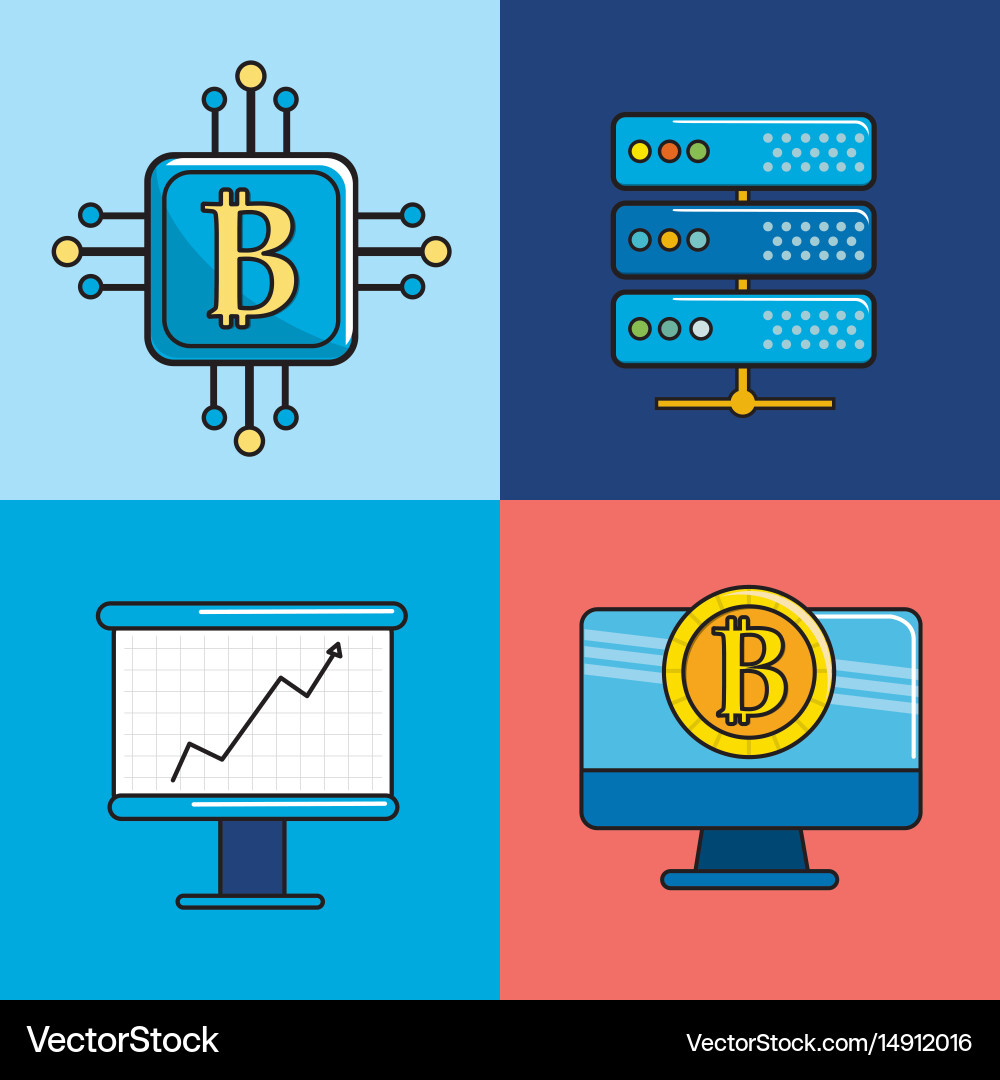 Digital and virtual elements of business Vector Image