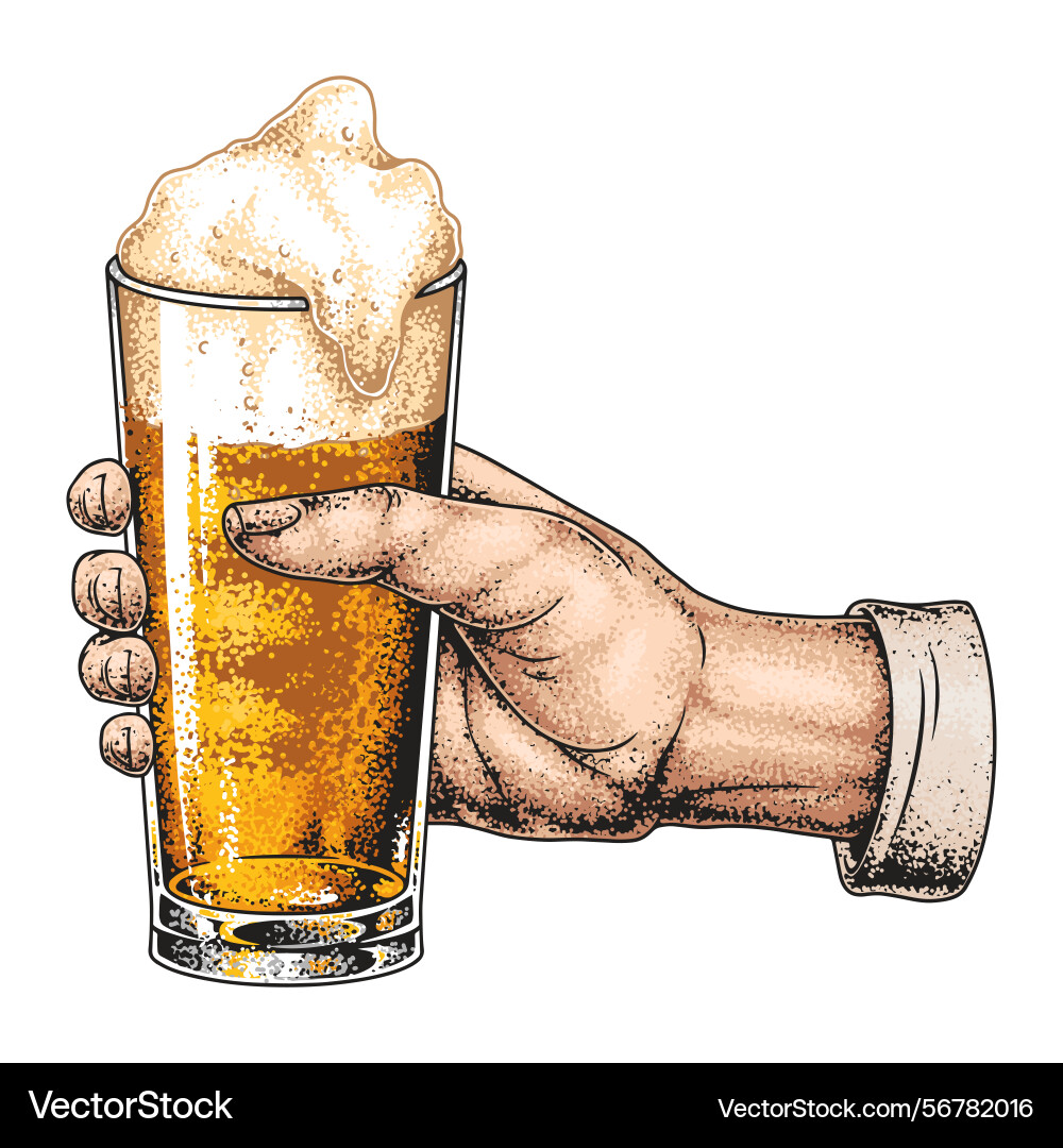 Enjoying a refreshing beer in sunny setting Enjoying a refreshing beer in sunny setting Vector Image