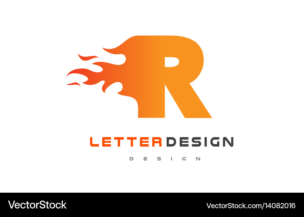 Flame R Letter Logo Vector Image