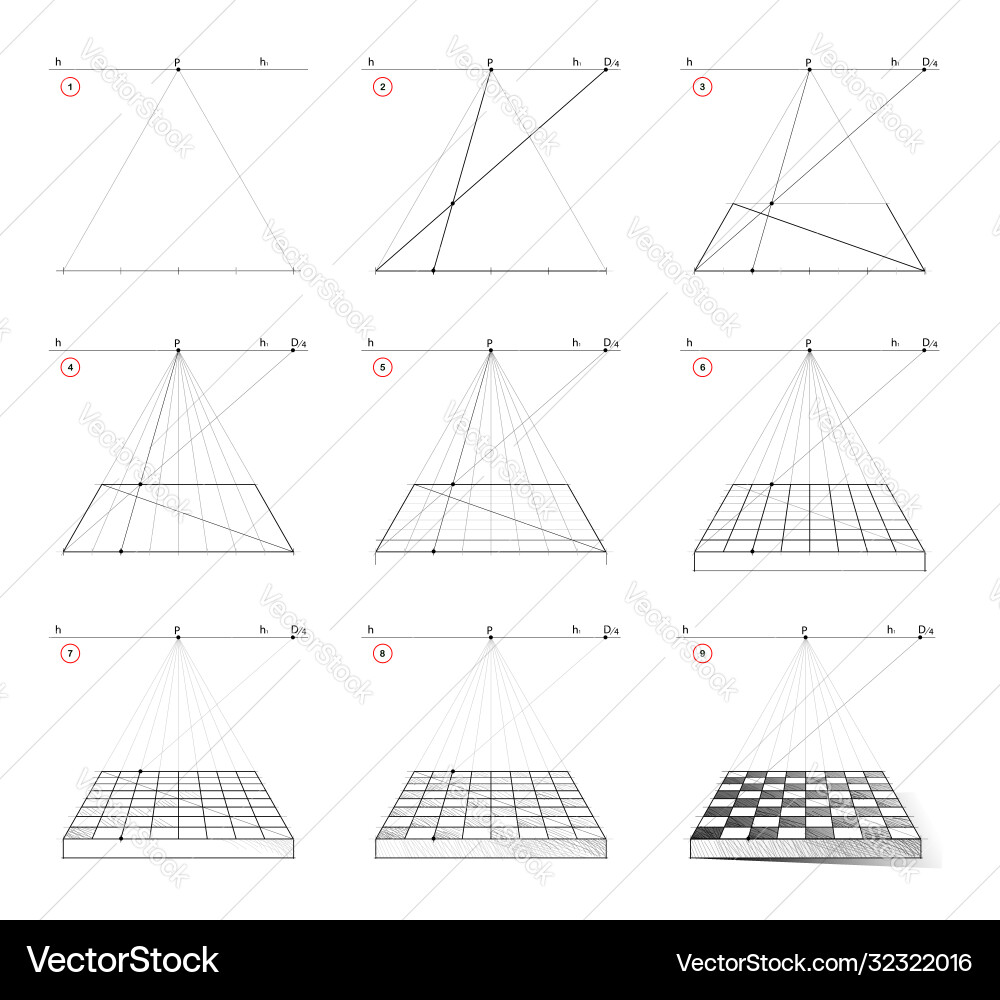 How to draw step chess board How to draw step chess board vector image