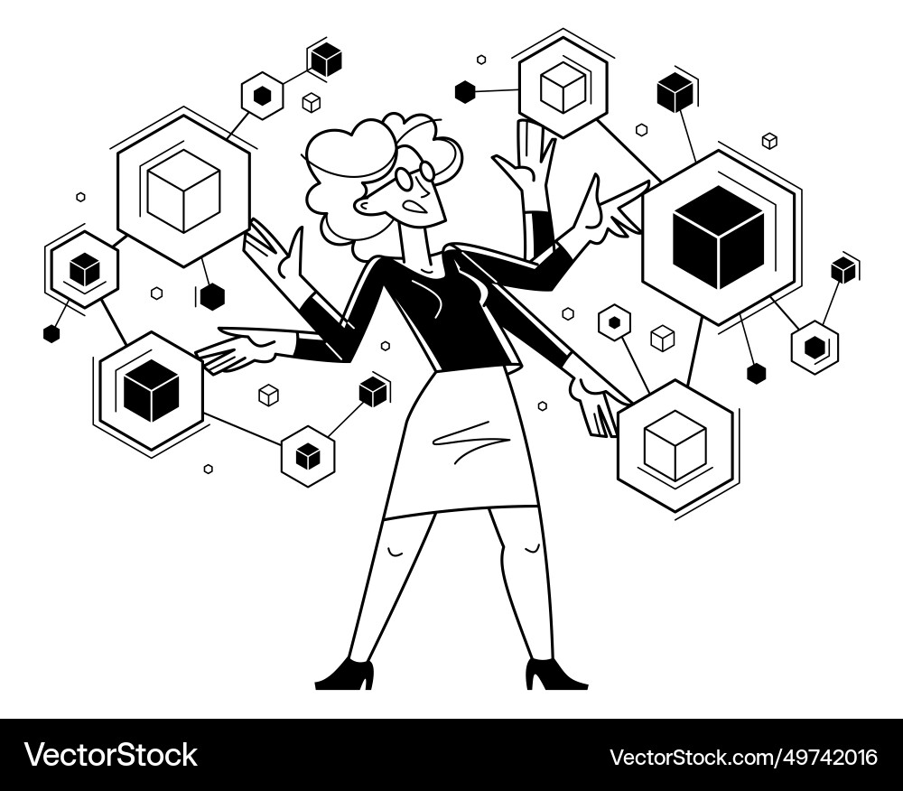 Inspired inventive designer or engineer composing Inspired inventive designer or engineer composing vector image