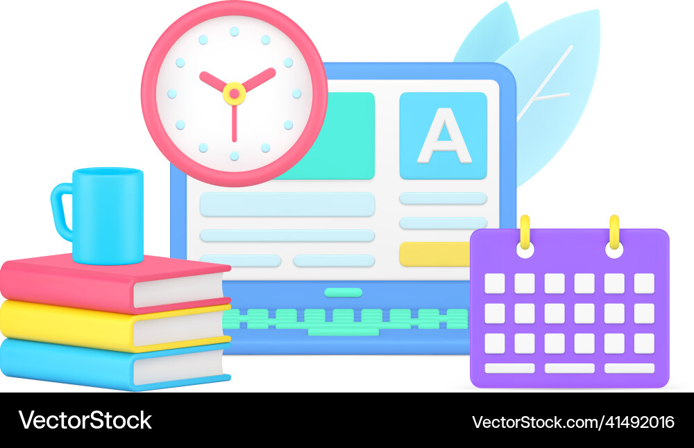 Internet exam laptop user interface with wall Vector Image