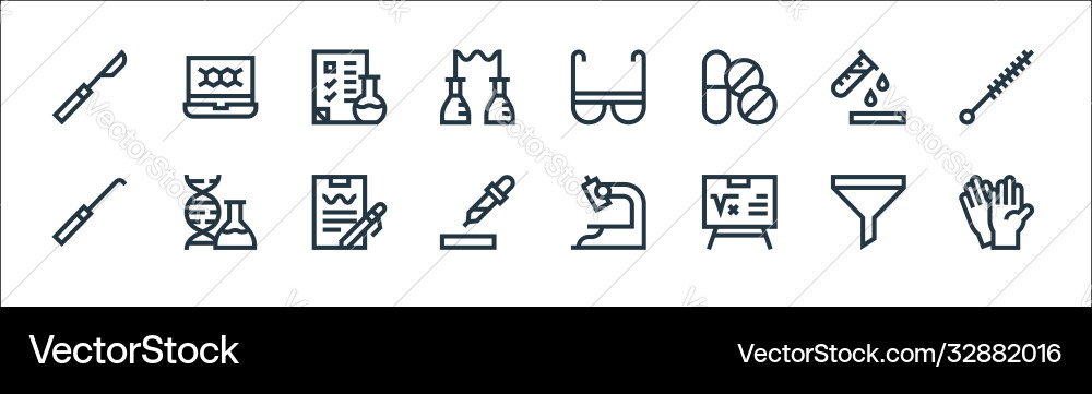 Laboratory line icons linear set quality Laboratory line icons linear set quality vector image