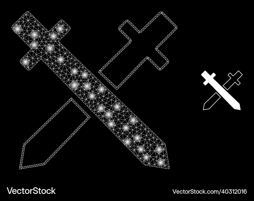 Mesh net swords with light constellation Mesh net swords with light constellation vector image