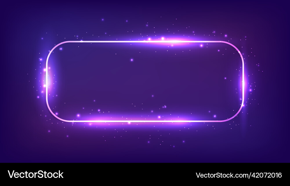 Neon rectangular frame with shining effects Neon rectangular frame with shining effects vector image