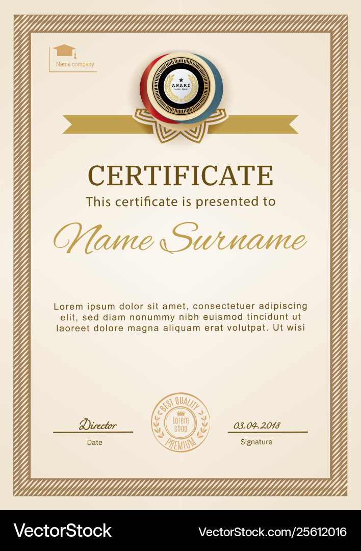 Official certificate with beige simple border Official certificate with beige simple border vector image