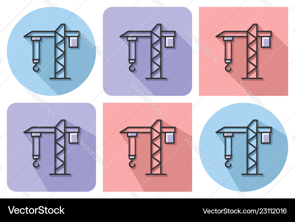 Outlined icon of tower crane with parallel Outlined icon of tower crane with parallel vector image