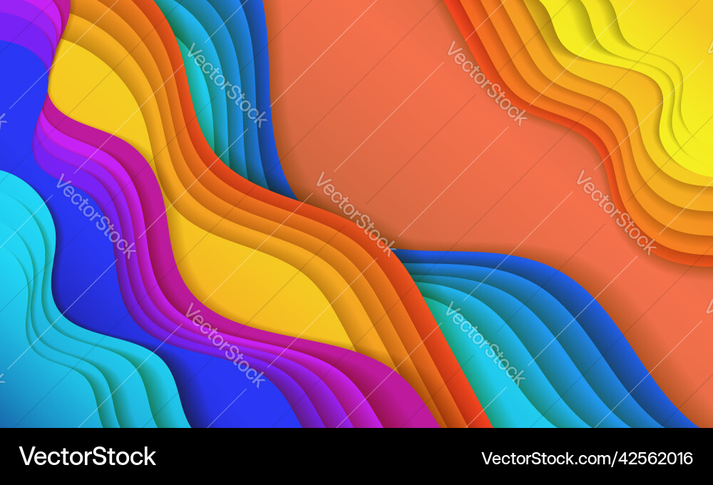 Papercut layered background fun color design vector image