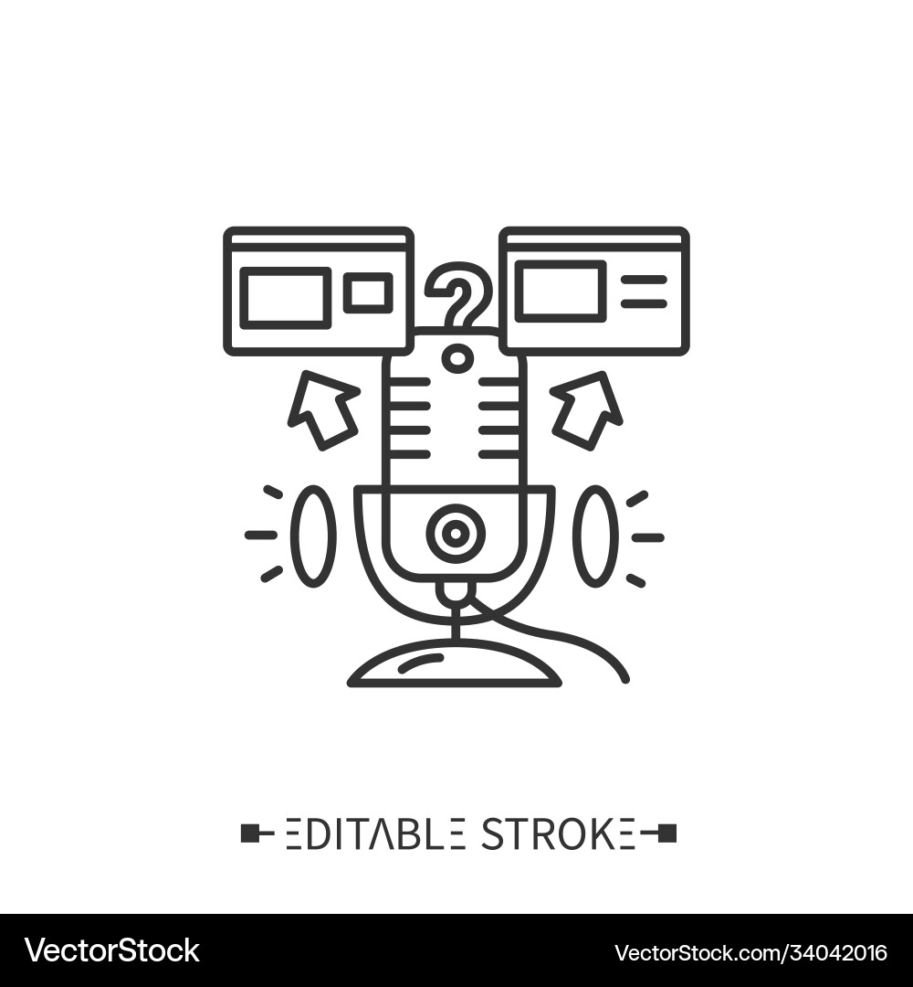 Podcast placement on hosting line icon Vector Image