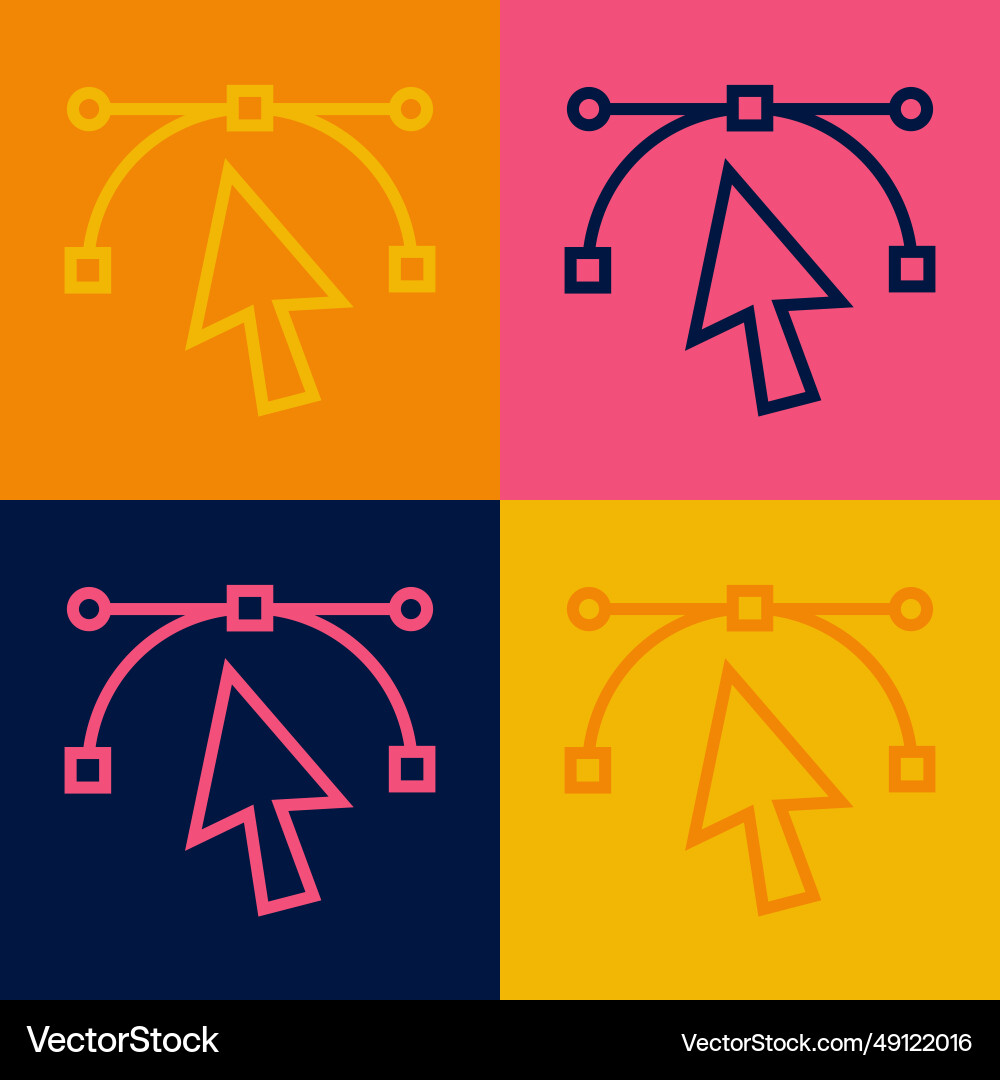 Pop art line bezier curve icon isolated on color Pop art line bezier curve icon isolated on color vector image