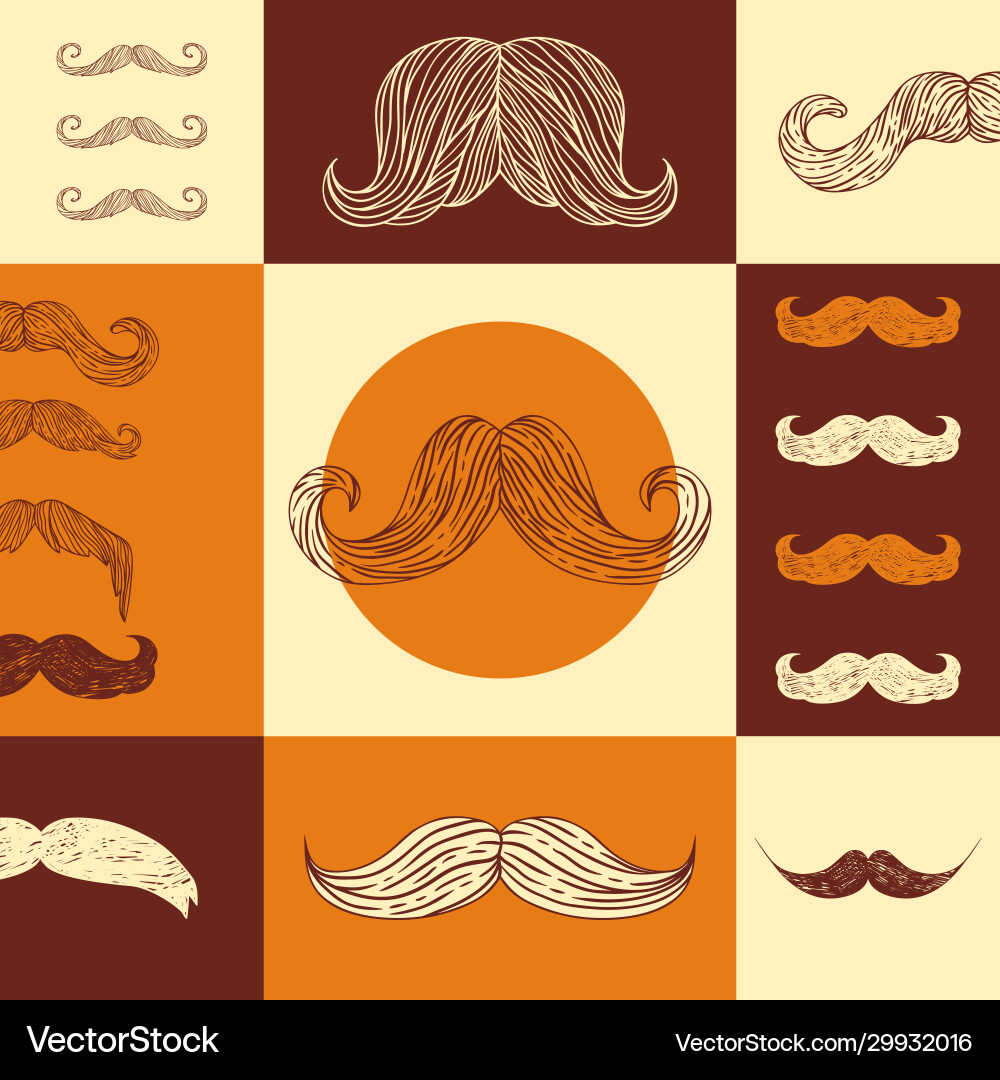Retro Mustache Pattern Vector Image