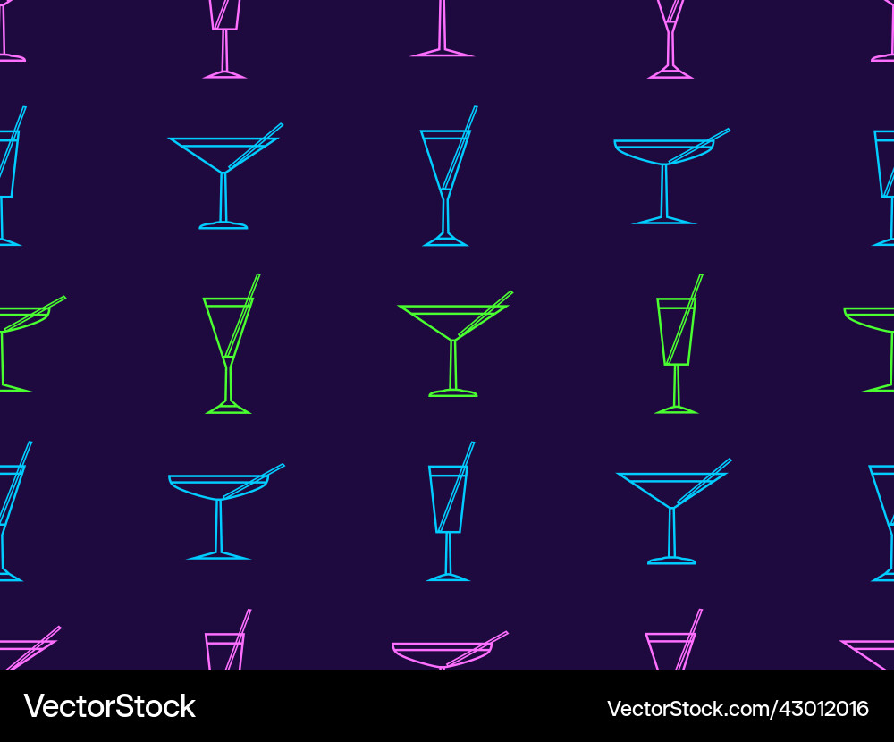 Seamless pattern with cocktail icon in line art Vector Image
