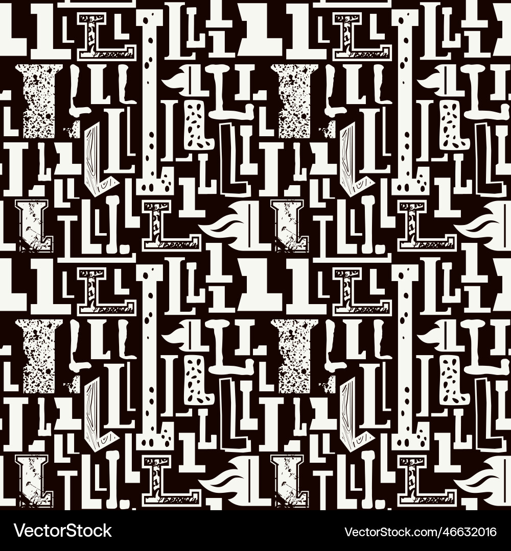 Seamless pattern with letters l in typographic Seamless pattern with letters l in typographic Vector Image
