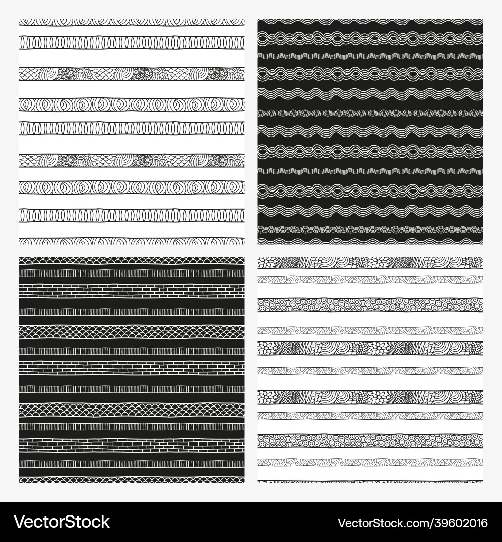 Set of black and white patterns Set of black and white patterns vector image