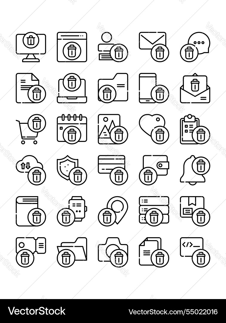 Set of delete remove line icon Set of delete remove line icon Vector Image