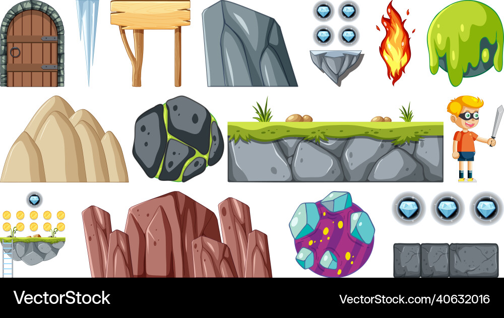 Set of isolated fantasy space objects Set of isolated fantasy space objects vector image