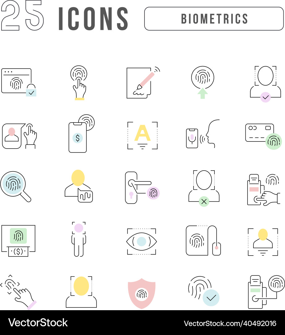 Set of linear icons biometrics Set of linear icons biometrics vector image