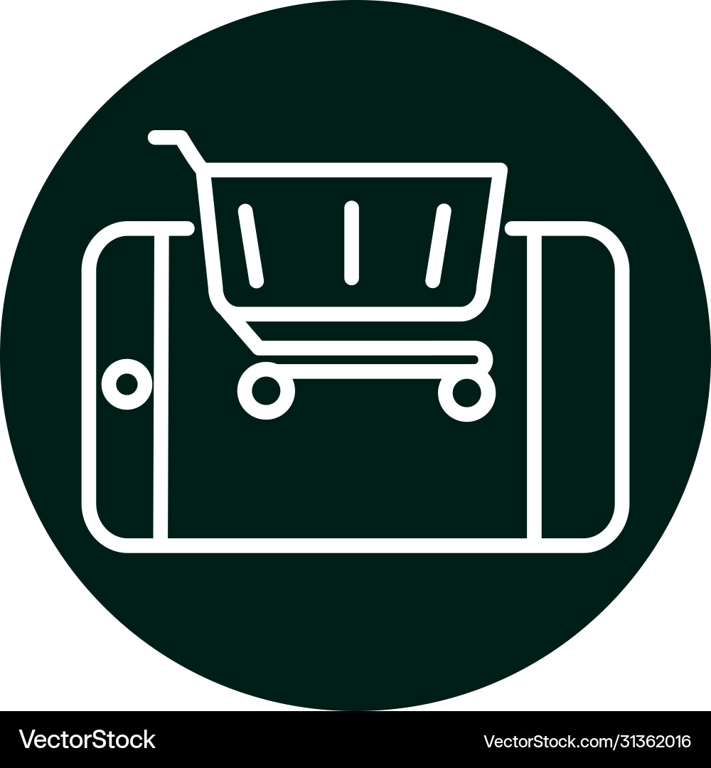 Shopping cart and smartphone block line style vector image