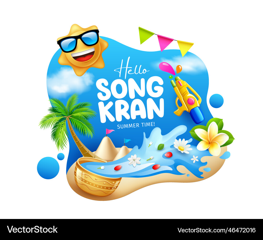 Songkran festival thailand flowers in a water bowl Songkran festival thailand flowers in a water bowl vector image