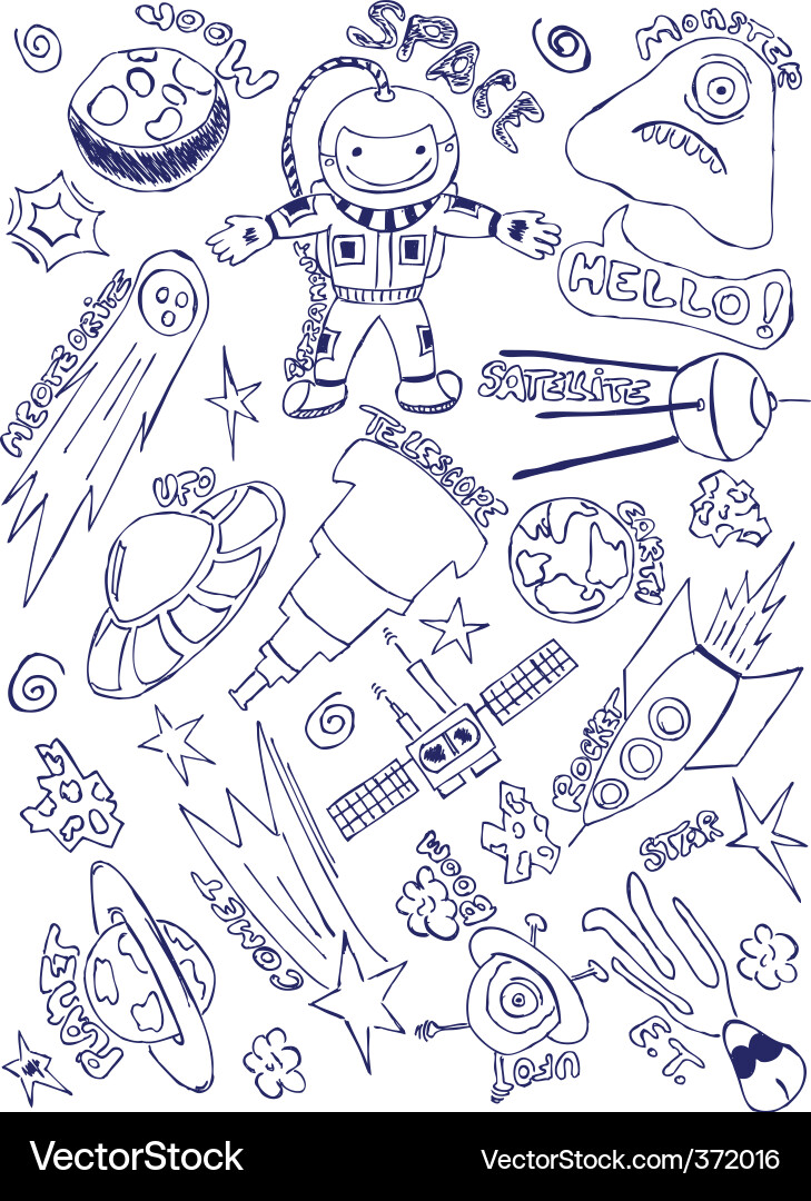 Space Doodle Collection Vector Image