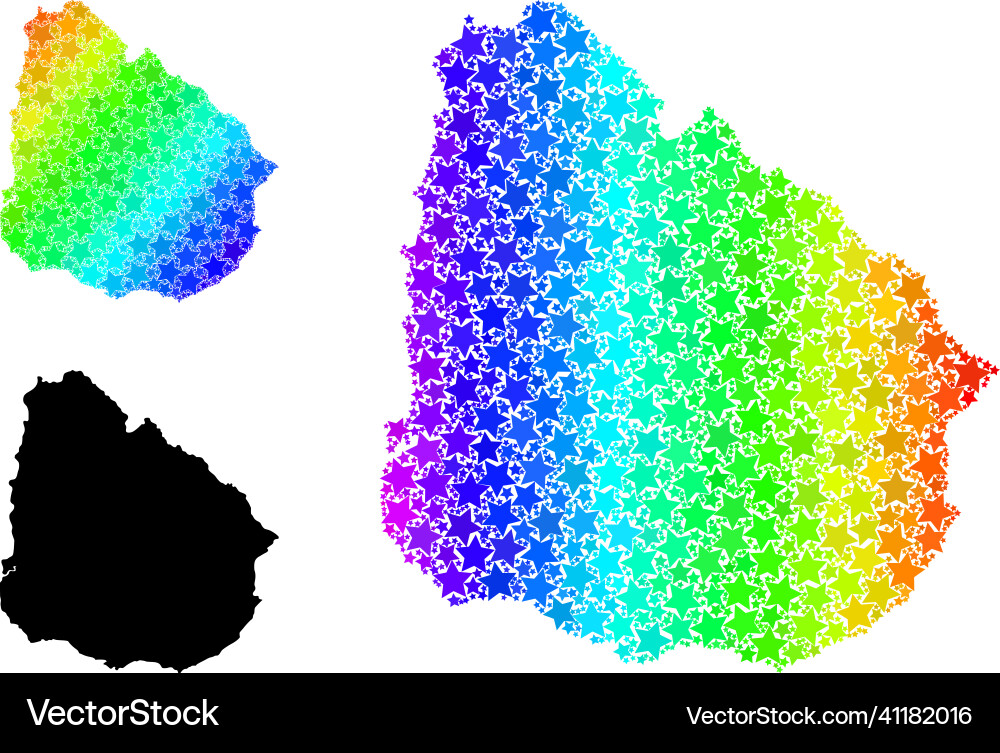 Spectrum gradient stars mosaic map of uruguay Vector Image