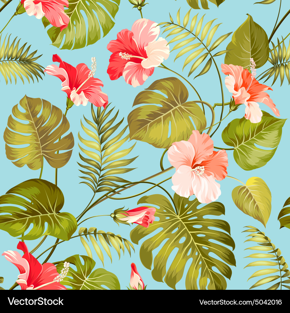 Tropical Flower Seamless Pattern Royalty Free Vector Image