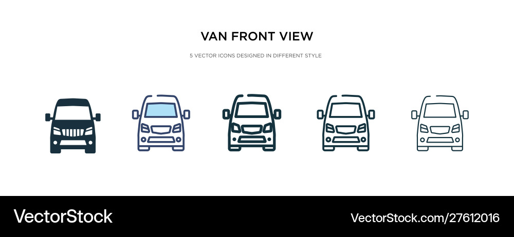 Van front view icon in different style two Van front view icon in different style two Vector Image