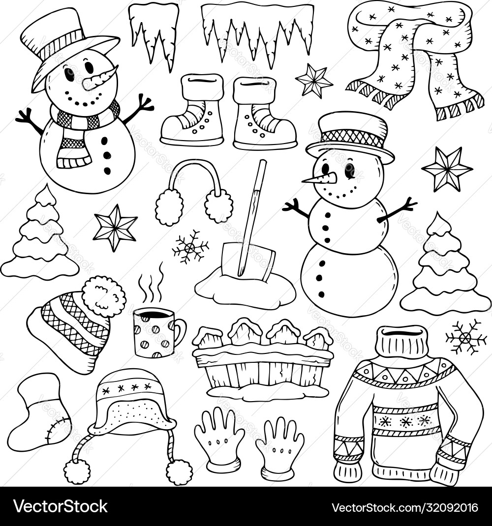 Winter theme drawings 1 Winter theme drawings 1 vector image