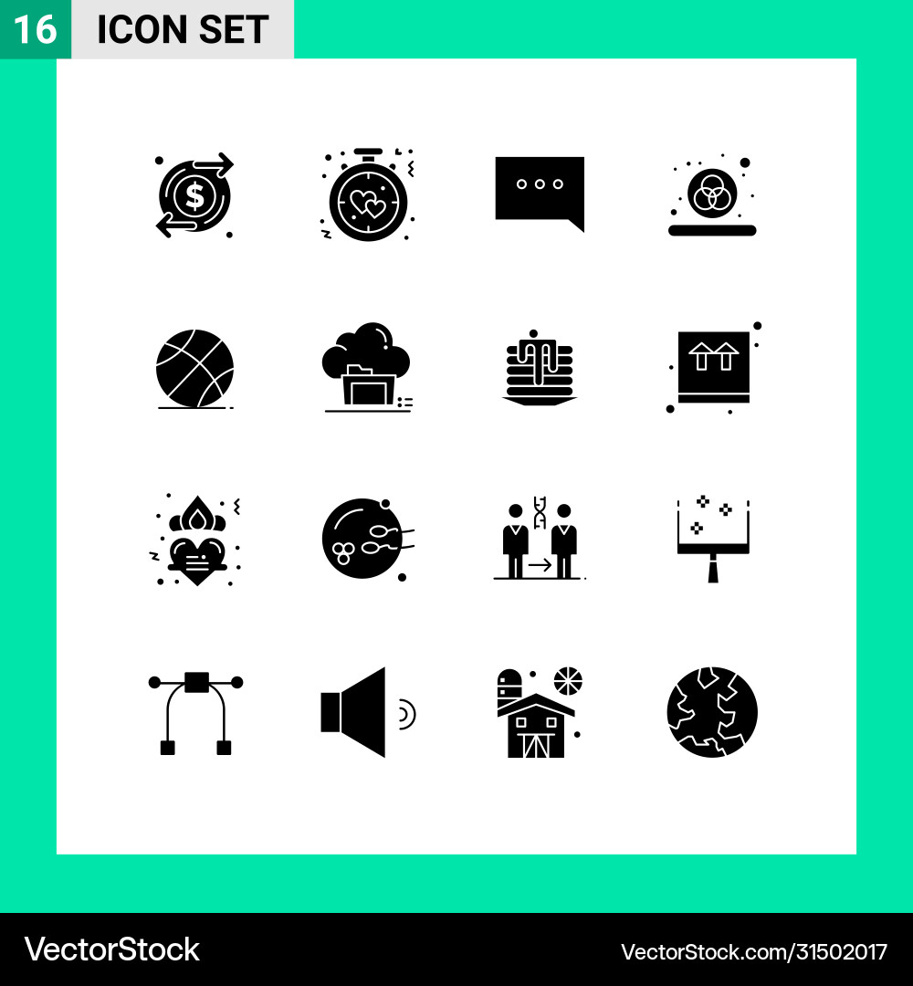 16 universal solid glyphs set for web and mobile Vector Image