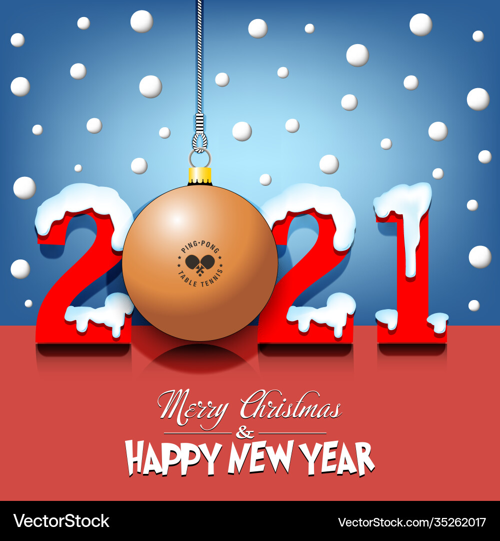 2021 and ping-pong ball hanging on strings Vector Image