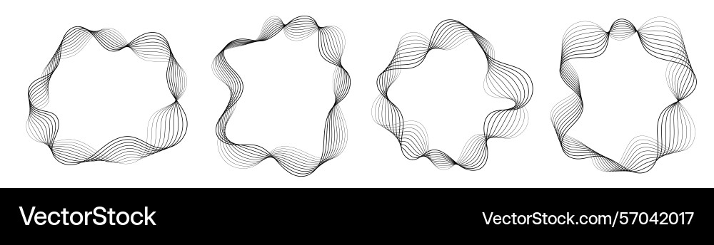 Abstract wavy frames set black flowing borders Abstract wavy frames set black flowing borders vector image