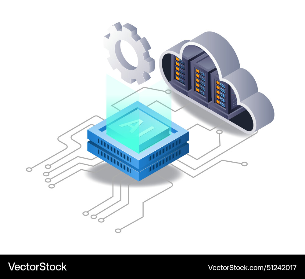 Artificial intelligence cloud server network Vector Image
