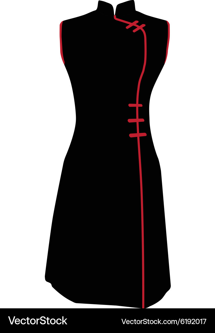 Black chinese dress Royalty Free Vector Image VectorStock