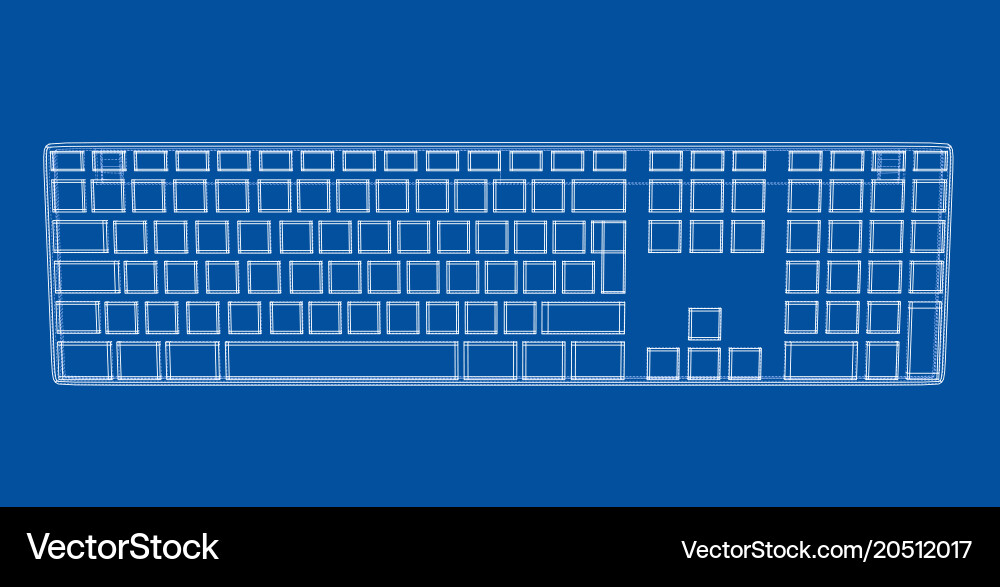 Computer Keyboard Wireframe vector image