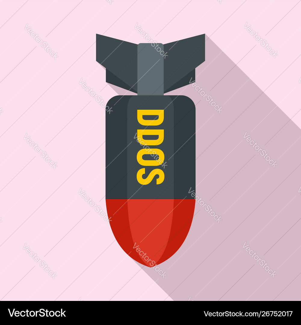 Dos hacker bomb icon flat style vector image