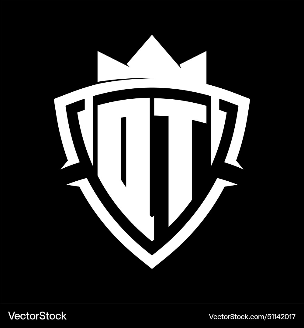 Dt letter monogram with triangle curve shield Vector Image