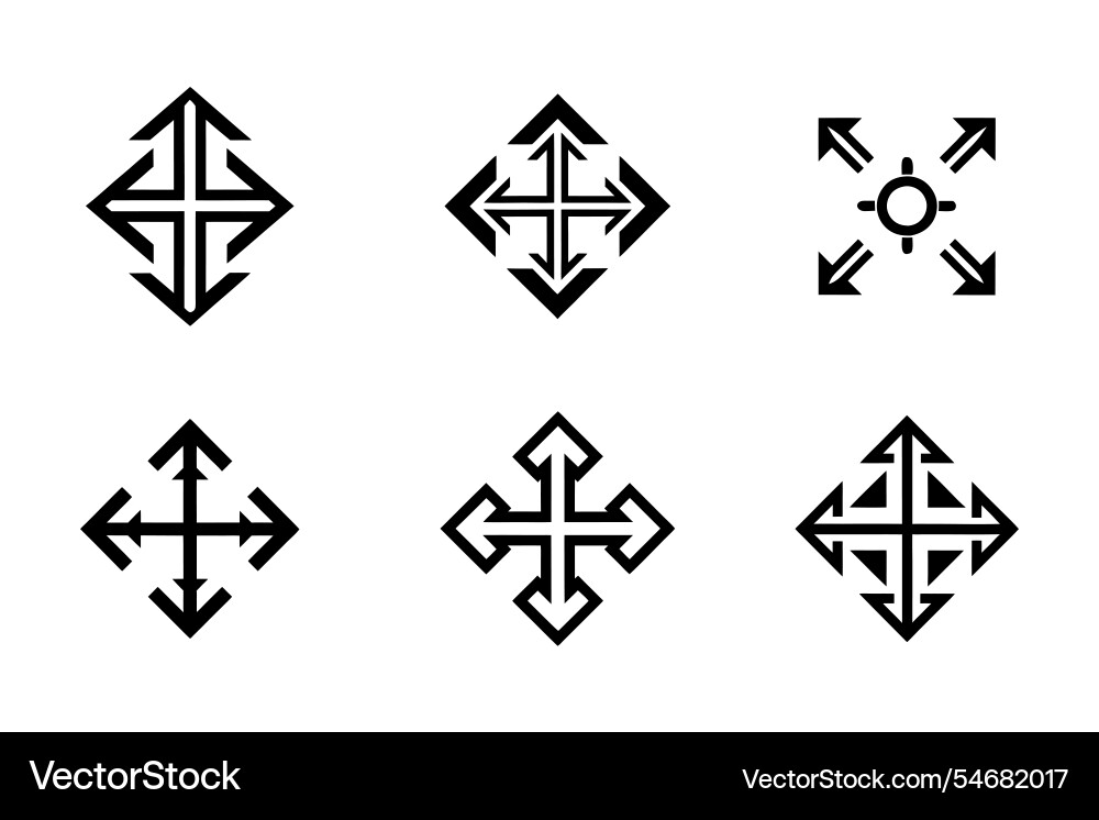 Expand icon bundle set in creative style Expand icon bundle set in creative style vector image