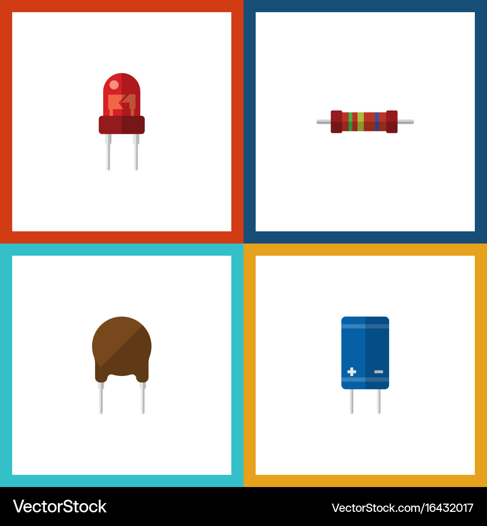 Flat icon technology set of recipient transistor vector image