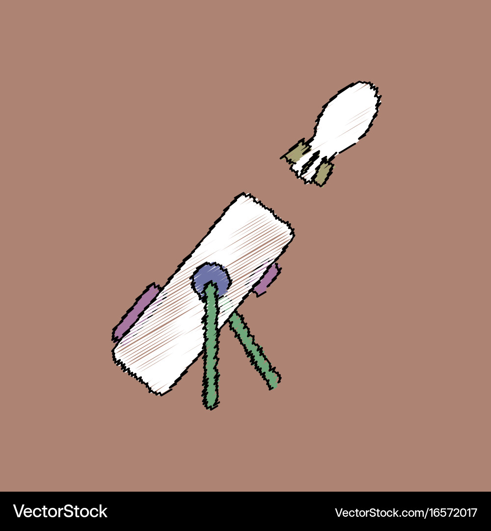 Flat shading style icon military mortar and shell vector image